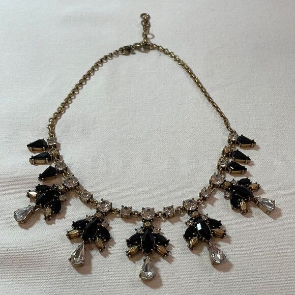 J. Crew golden crystal & black statement necklace - Picture 2 of 9